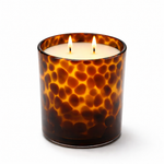 Load image into Gallery viewer, Cheeta Print candle jar with double wick flame on a white background. 
