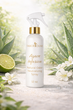 Load image into Gallery viewer, Tabor Olive Agave Infusion natural odor neutralizing spray bottle with green lime, agave plants, white flowers, and greenery in the background.

