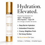 Load image into Gallery viewer, A 50mL bottle of Tabor Olive Hydra-Luxe Velvet Face facial lotion on a white background, next to informational text highlighting its hydrating and antioxidant benefits.
