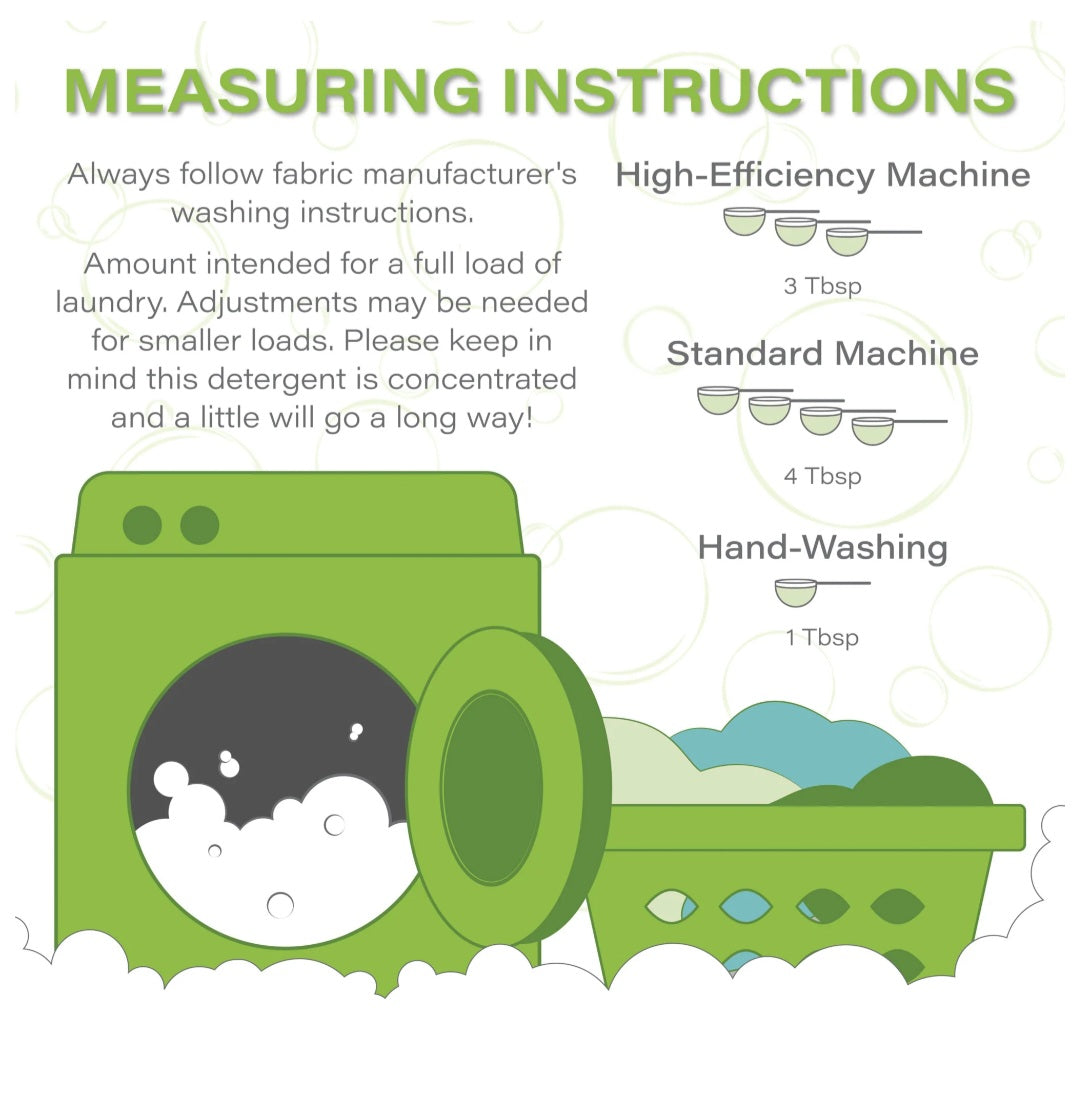 A picture of a washibg machine with bubbles and measuring spoons