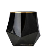 Load image into Gallery viewer, Black geometric luxury coconut wax candle with gold rim 
