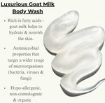 Load image into Gallery viewer, Luxurious goat milk body wash with text highlighting benefits on a white background
