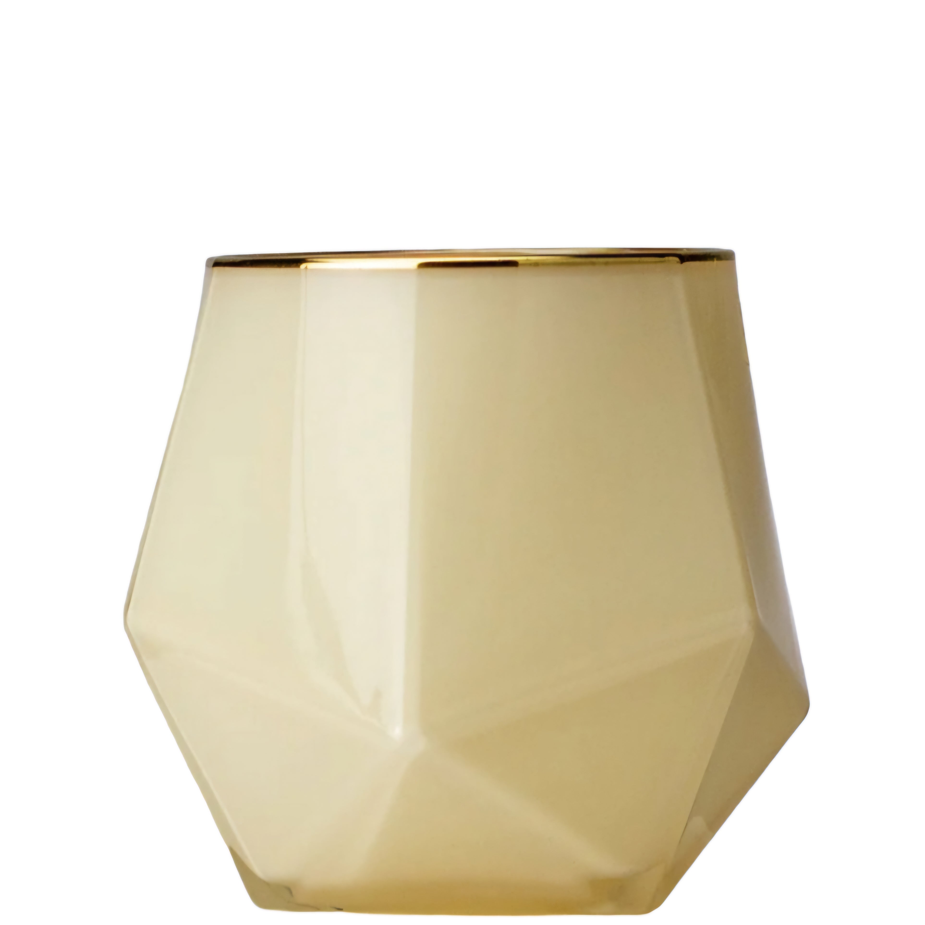 Geometric candle vessel with gold rim