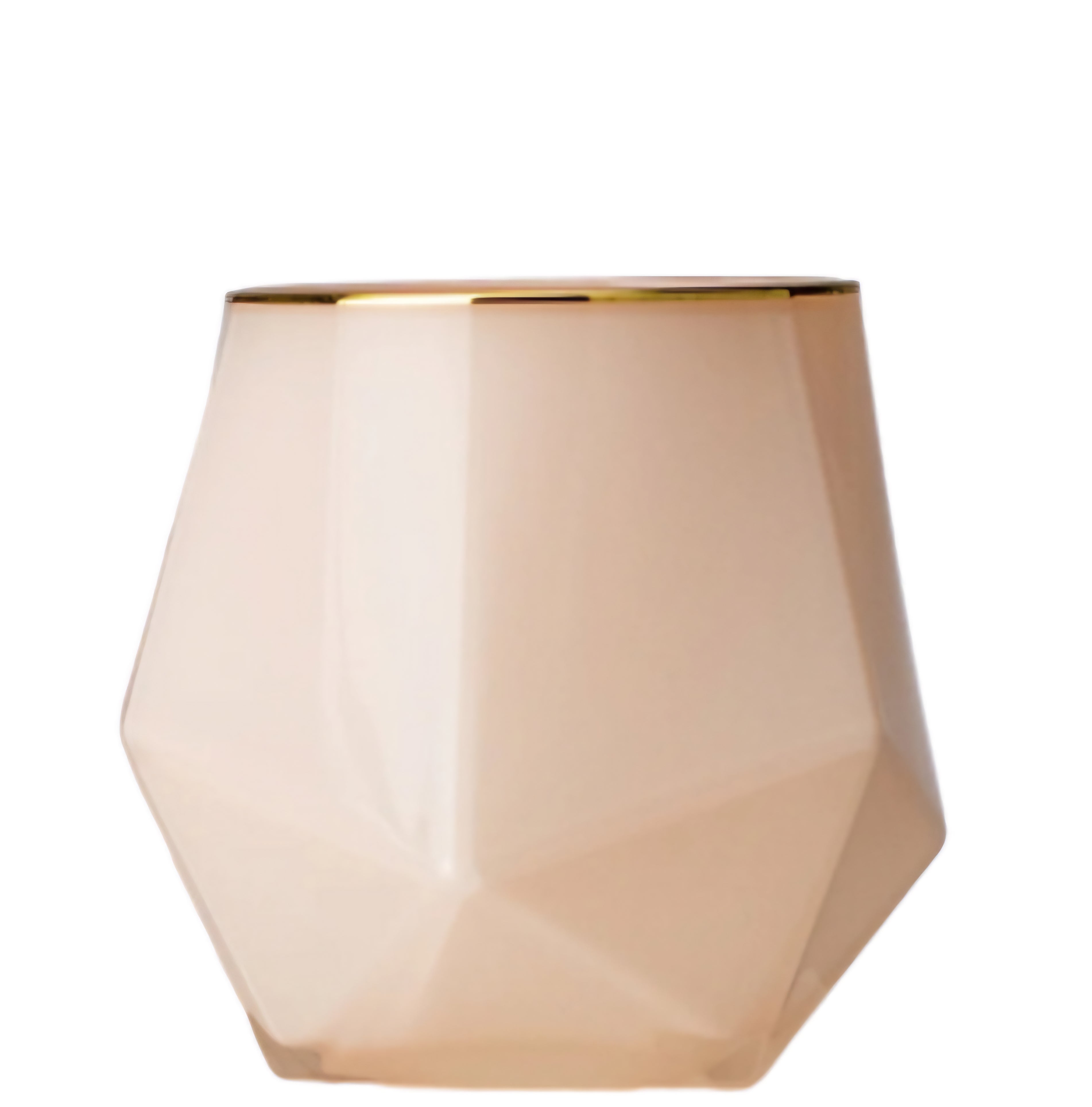 Luxury pink geometric coconut wax candle with gold rim