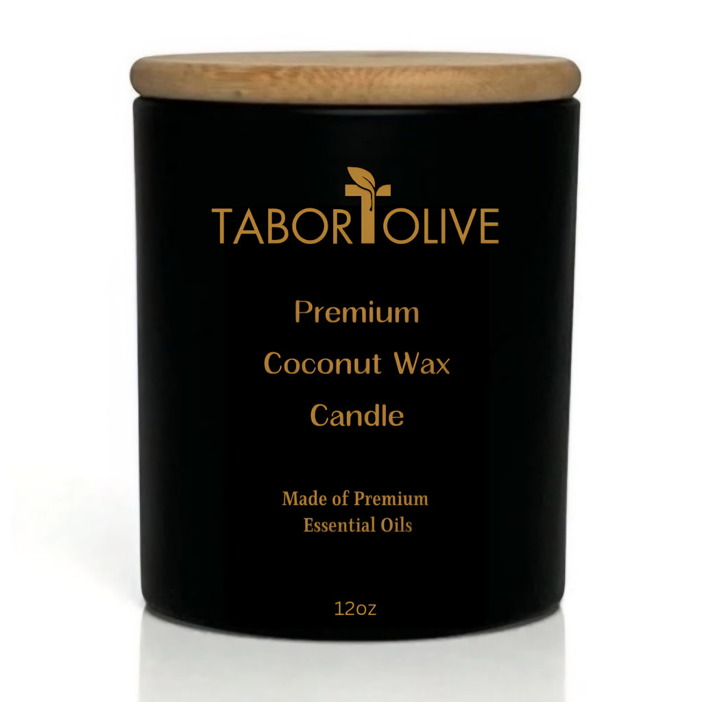 Black coconut wax candle made of pure essential oils.